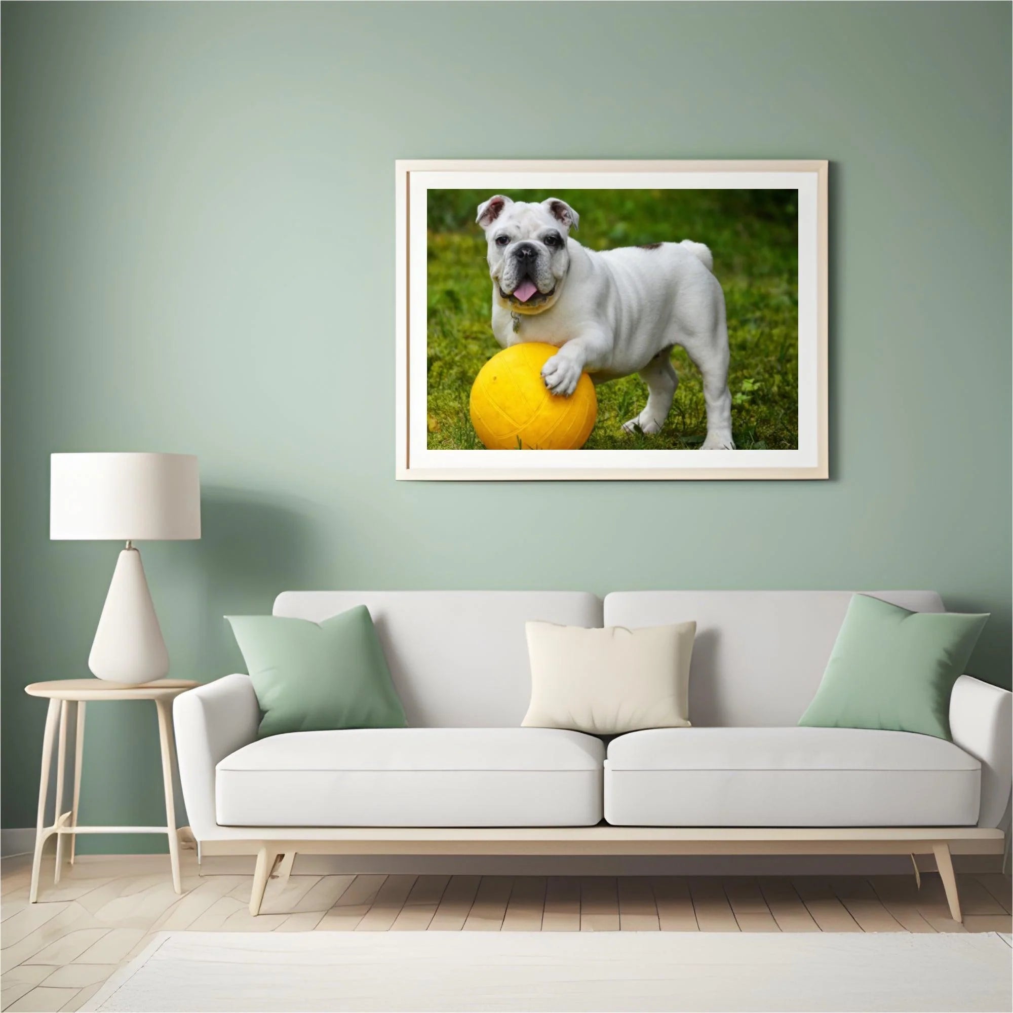 Diamond Painting Bouledogue blanc avec balle - SEOS Shop ®