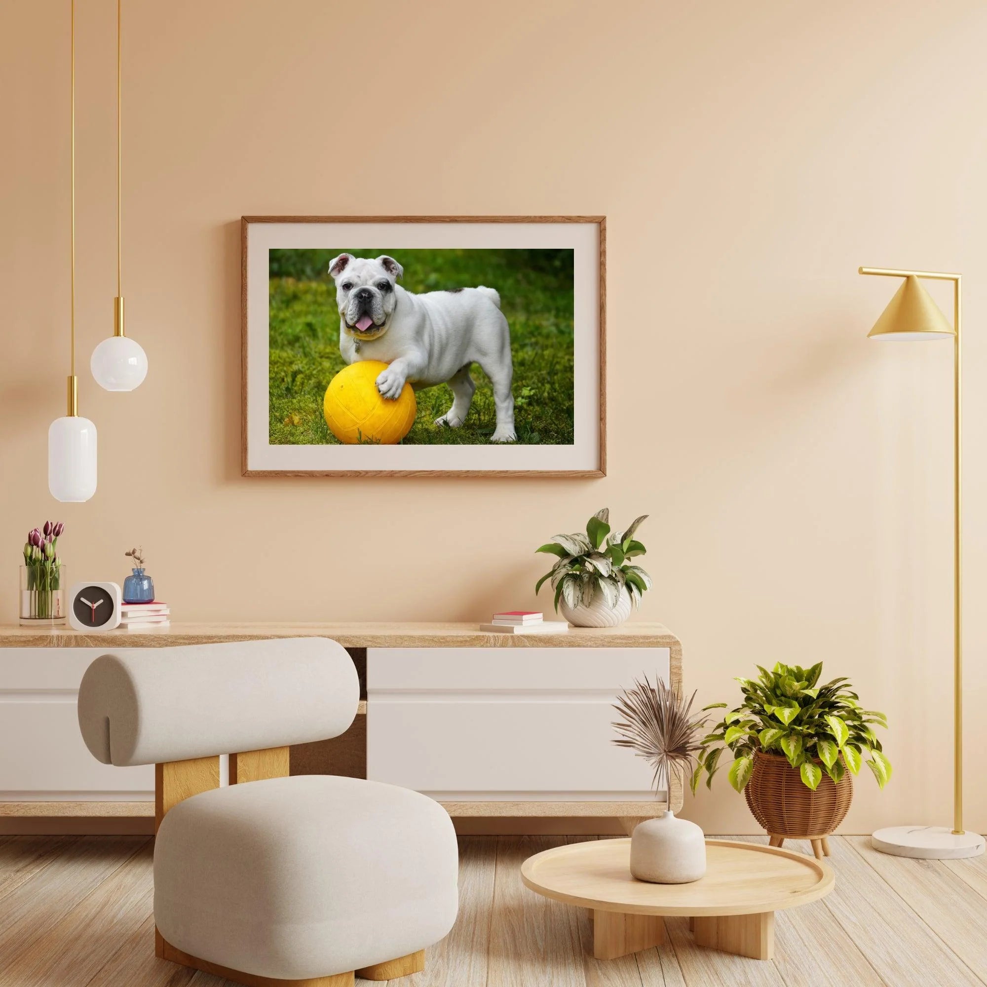 Diamond Painting Bouledogue blanc avec balle - SEOS Shop ®