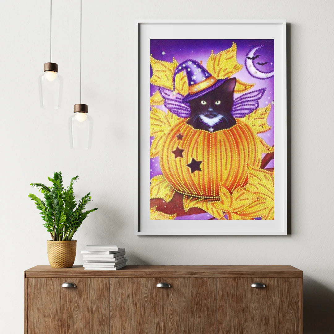Diamond Painting Chat Noir Dans Citrouille - SEOS Shop ®
