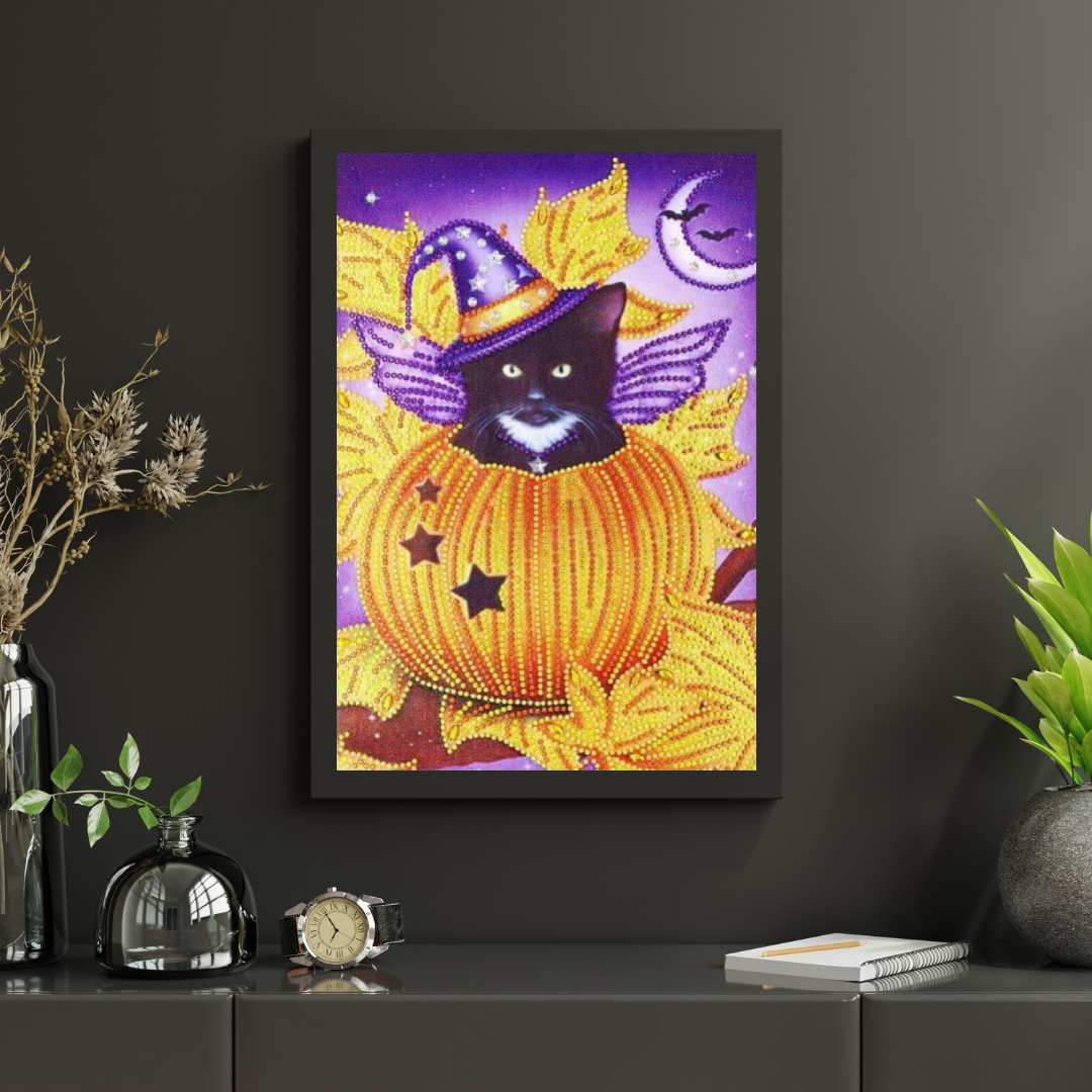 Diamond Painting Chat Noir Dans Citrouille - SEOS Shop ®