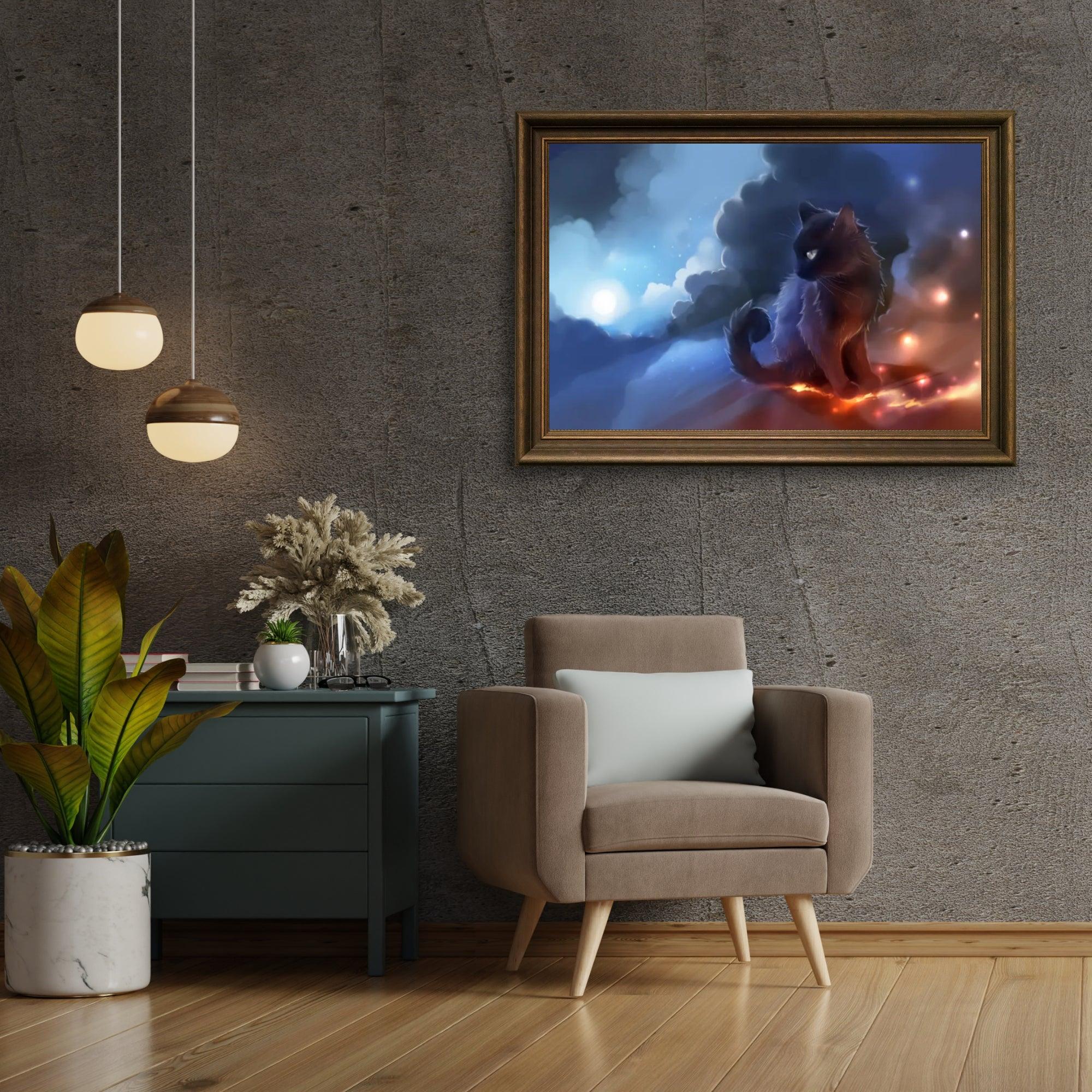 Diamond Painting Chat Noir avec volcan - SEOS Shop ®