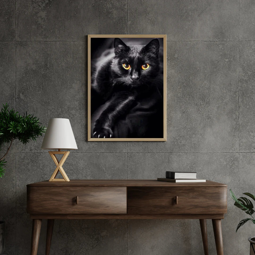 Diamond Painting Chat noir et yeux jaunes - SEOS Shop ®