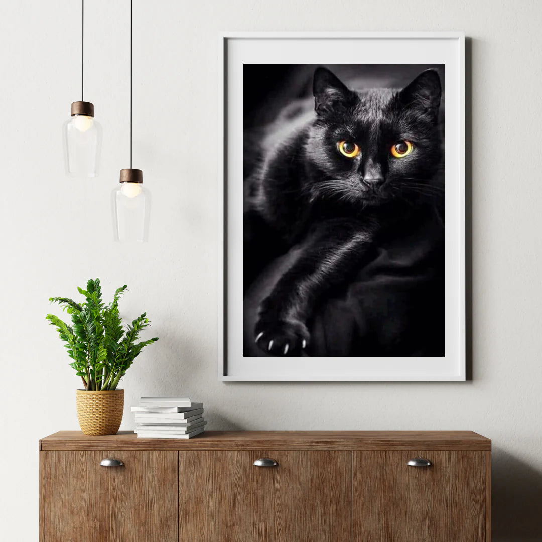 Diamond Painting Chat noir et yeux jaunes - SEOS Shop ®