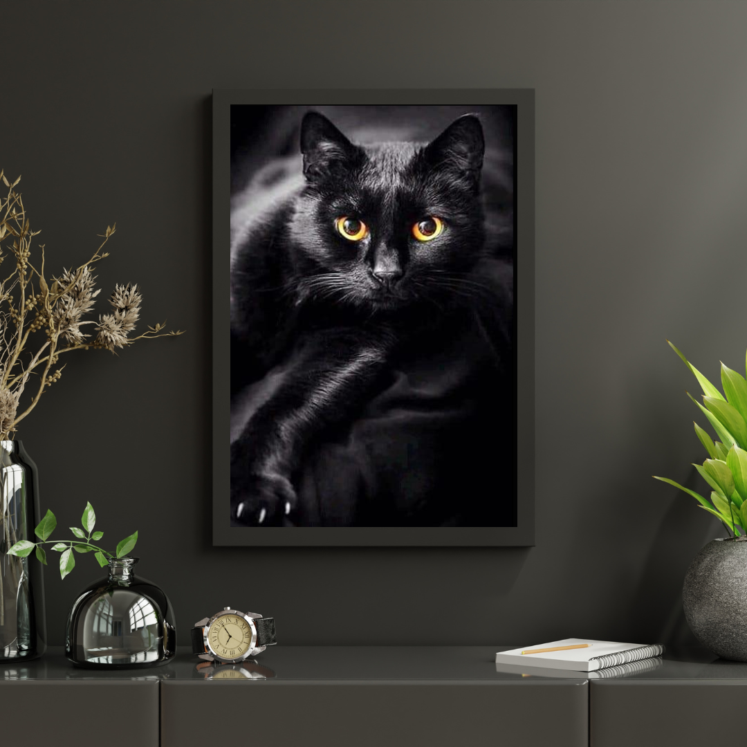 Diamond Painting Chat noir et yeux jaunes - SEOS Shop ®