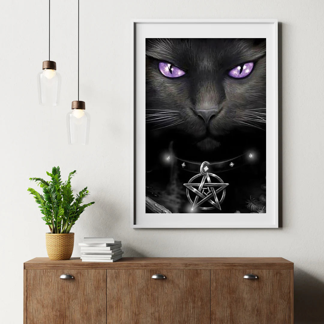 Diamond Painting Chat noir et yeux violets - SEOS Shop ®