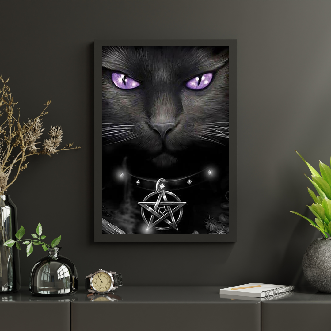 Diamond Painting Chat noir et yeux violets - SEOS Shop ®