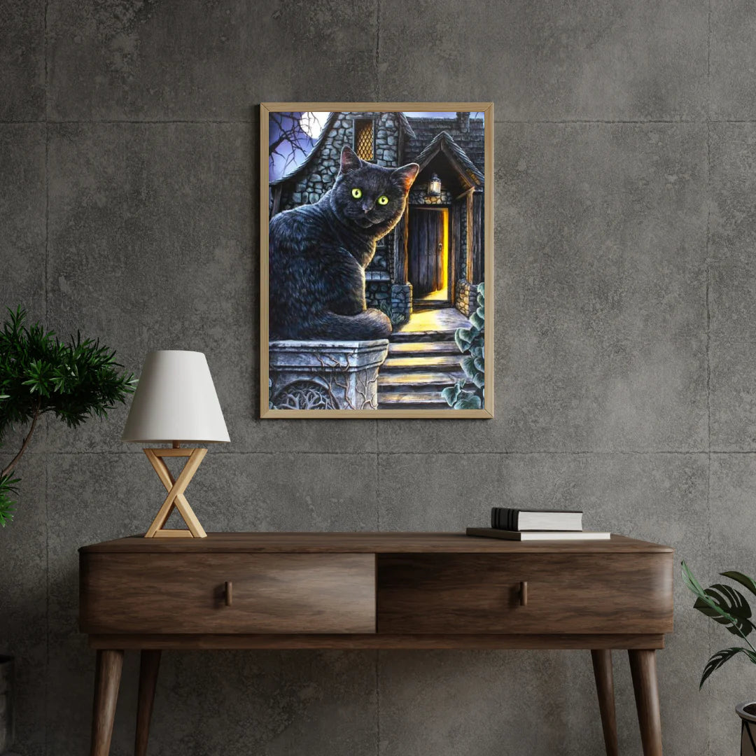 Diamond Painting Chat noir aux yeux verts - SEOS Shop ®