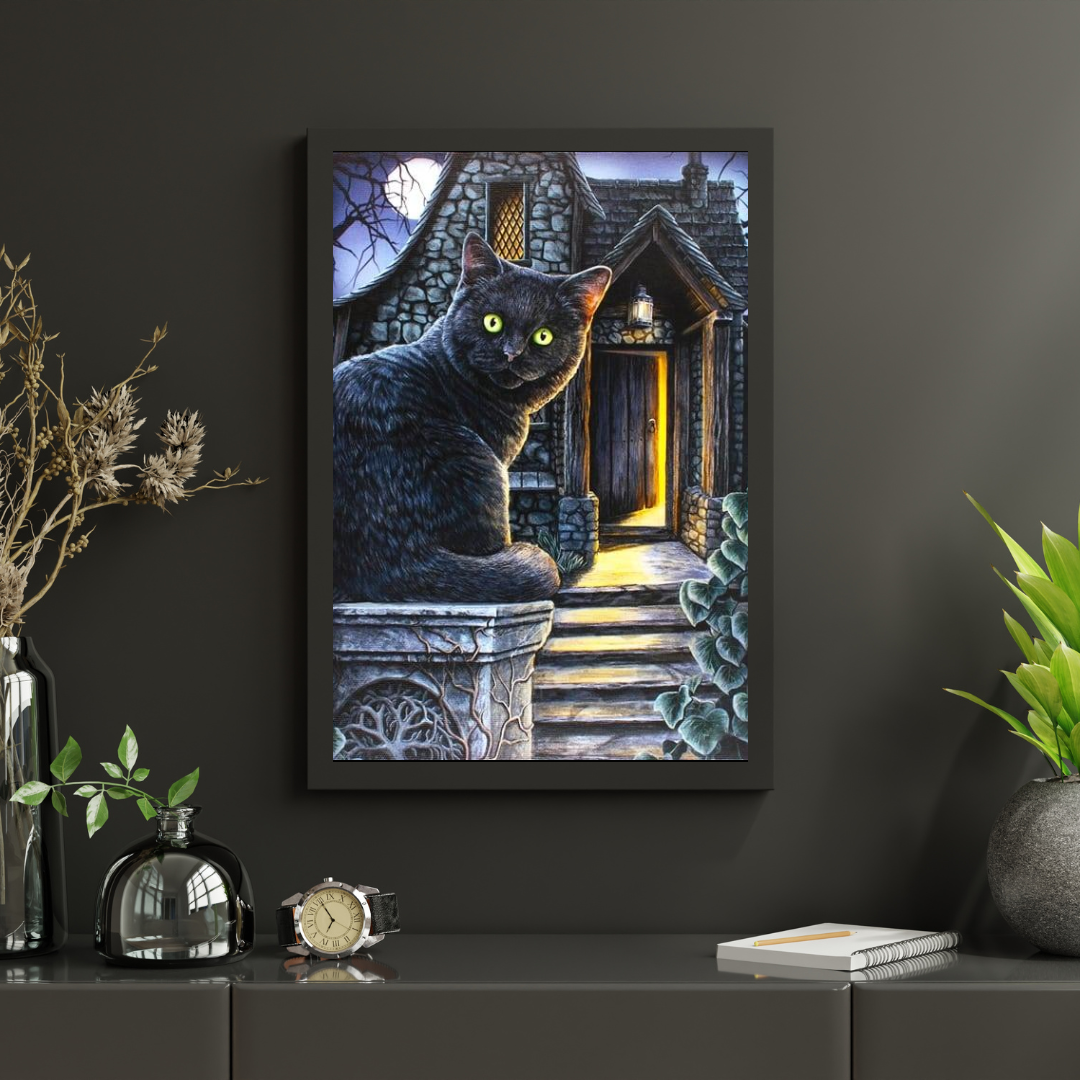 Diamond Painting Chat noir aux yeux verts - SEOS Shop ®