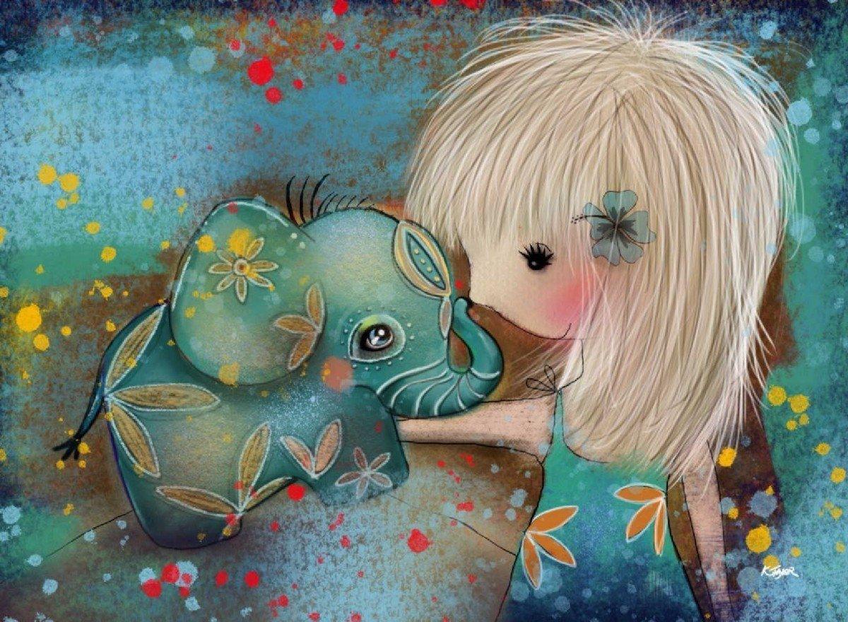 Diamond painting éléphant avec fille - SEOS Shop®