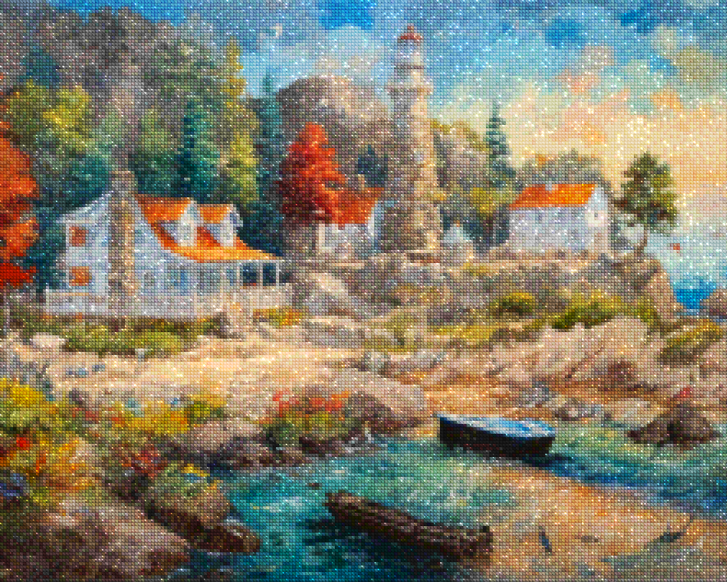 Diamond Painting - Maison au bord d'une rive - SEOS Shop ®