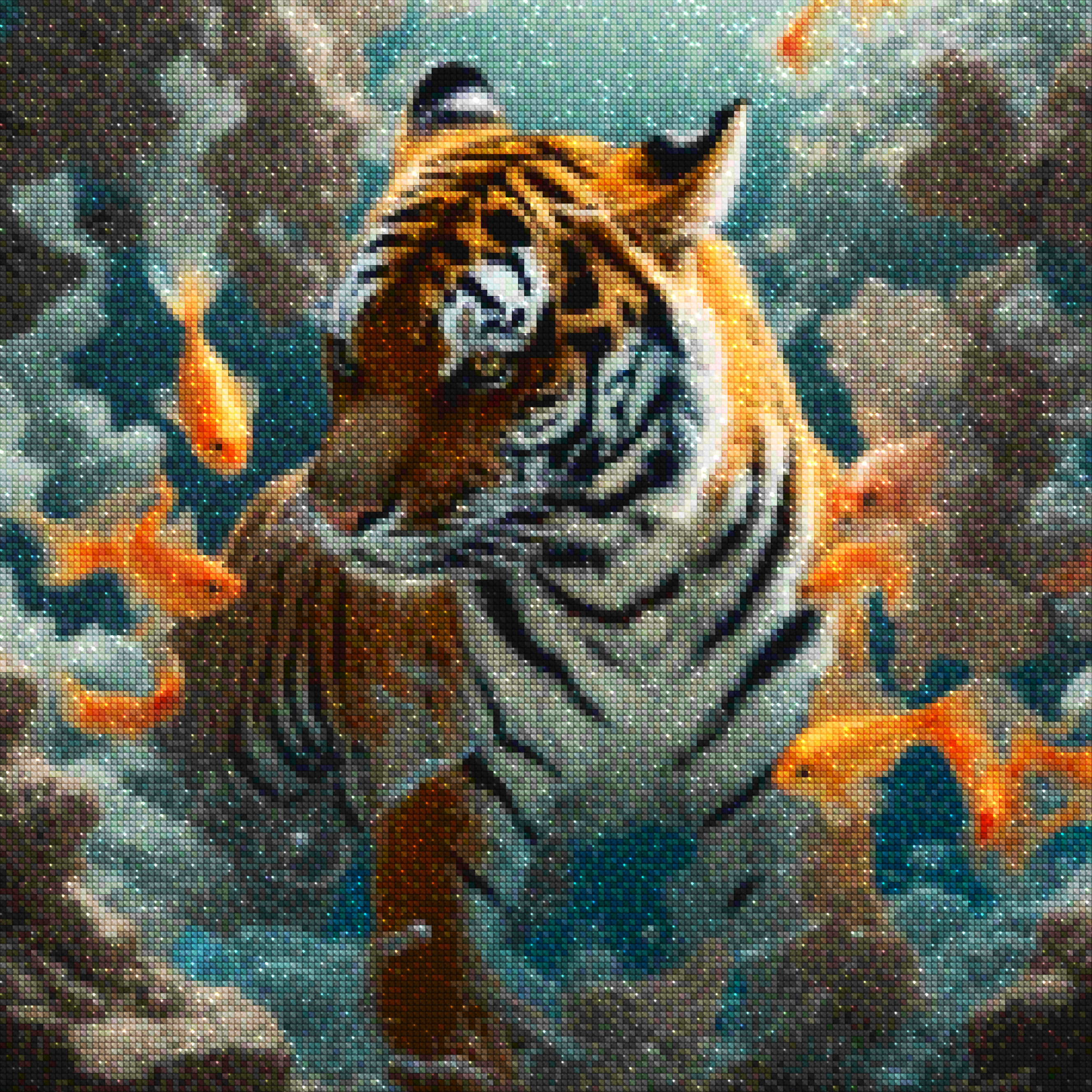 Diamond Painting - Tigre et Poisson Rouge - SEOS Shop ®