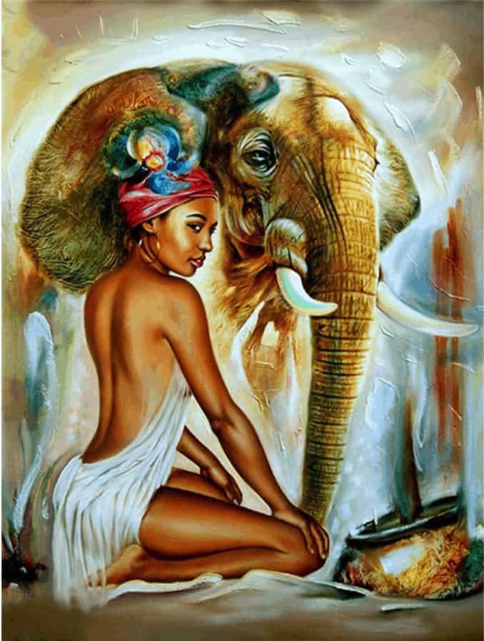 Diamond Painting Éléphant avec dame - SEOS Shop ®