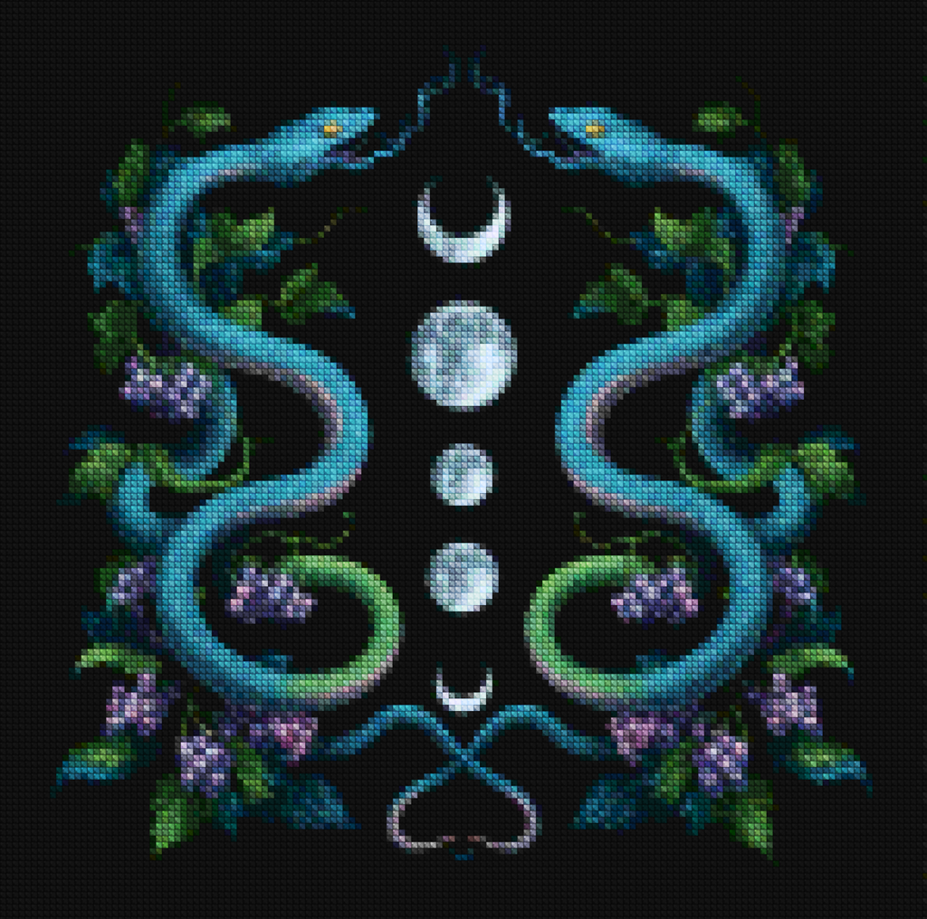 Diamond Painting - Phases de la lune des serpents jumeaux