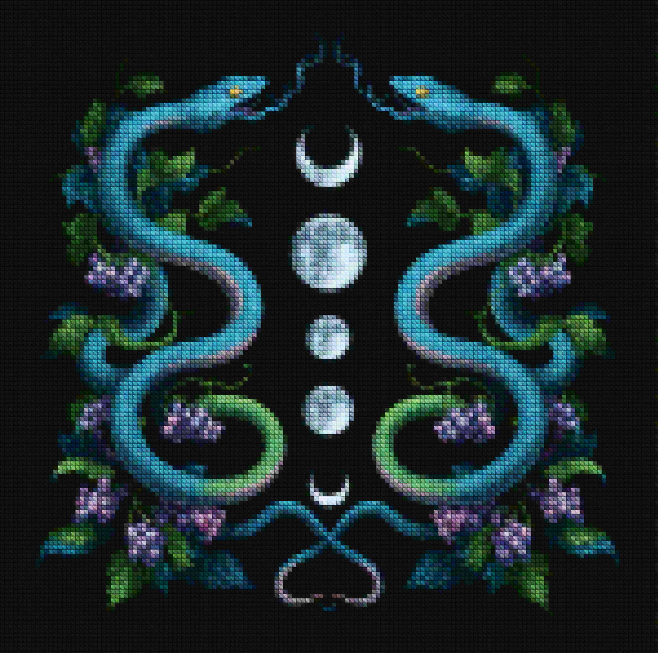 Diamond Painting - Phases de la lune des serpents jumeaux